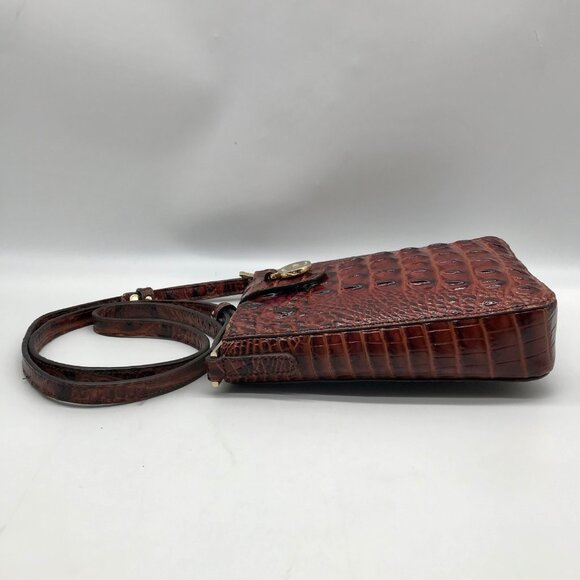 Brahmin Pecan Croc Embossed Leather Marley Crossbody Bag - Picture 3 of 10